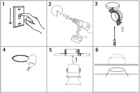 Langkah pemasangan downlight tanpa bingkai
