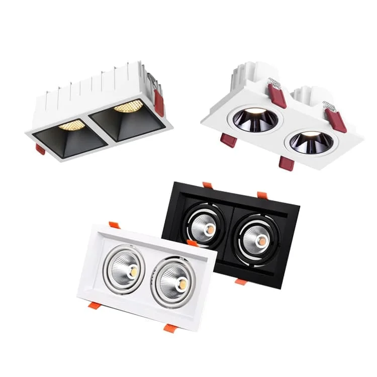 Downlight ganda dengan reflektor tetap atau dapat diarahkan