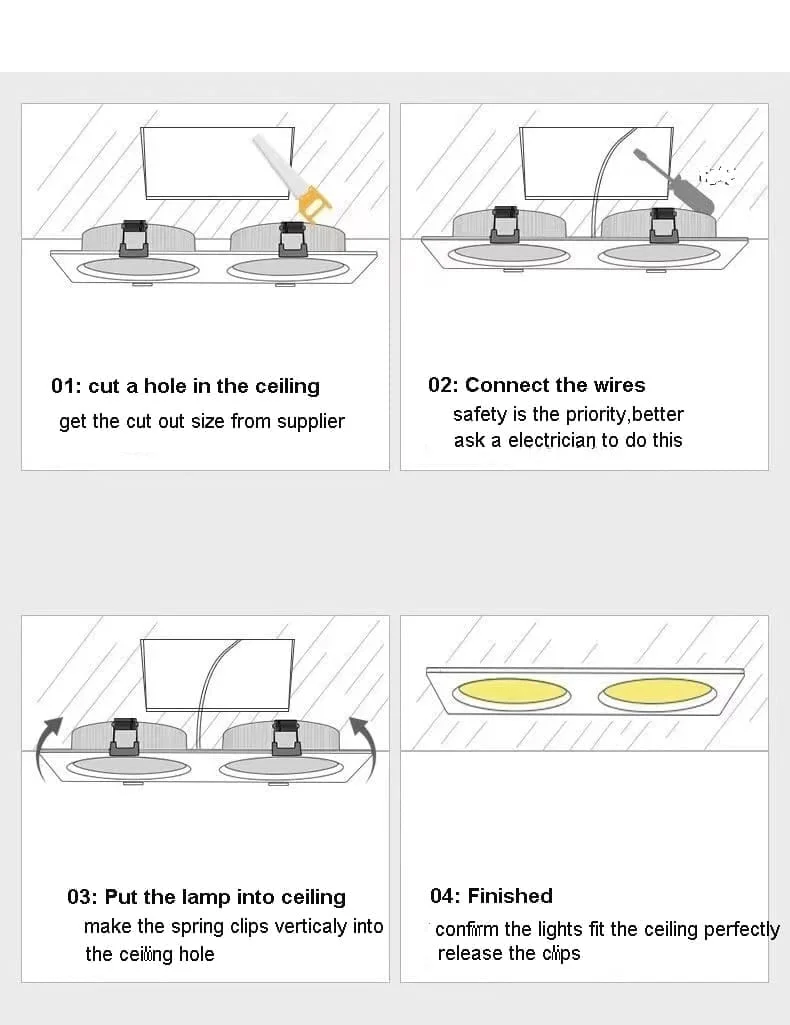 Pemasangan downlight tanam ganda