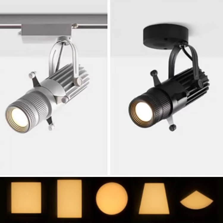 Lampu sorot rel dengan zoom dan pembentukan cahaya