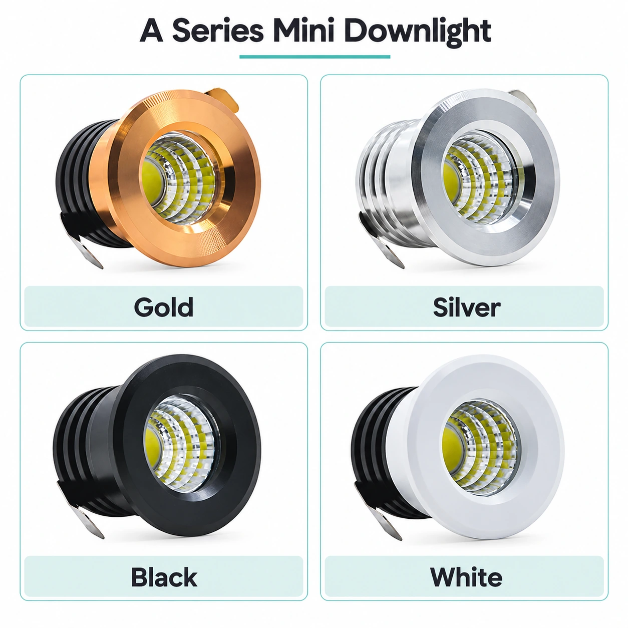 a series mini downlight four housing finishes