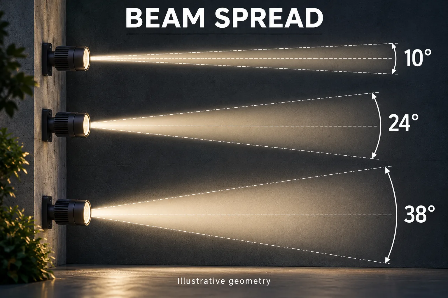 adjustable downlight beam width diagram