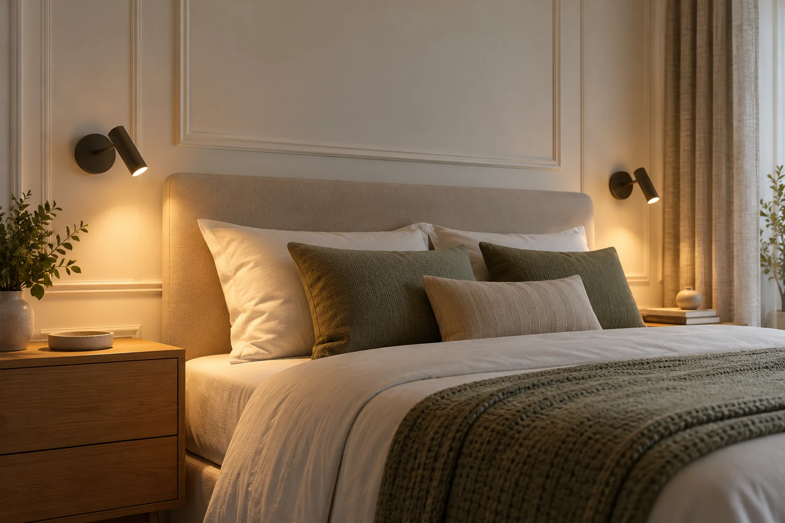 bedroom paired led wall reading lights