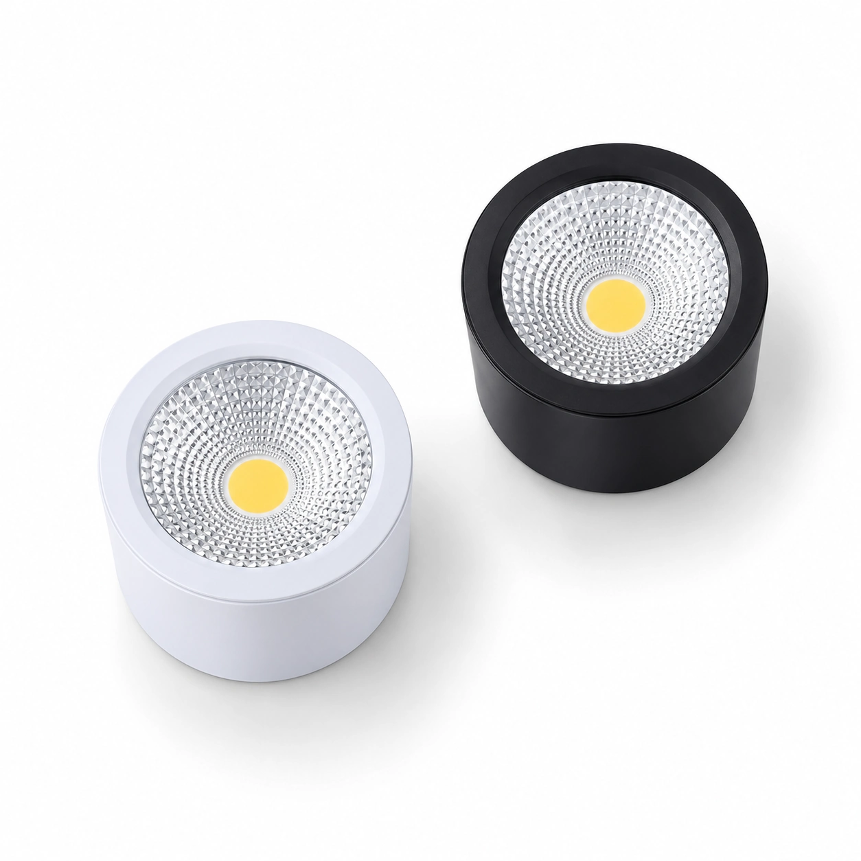 black and white short surface downlights single cob pair