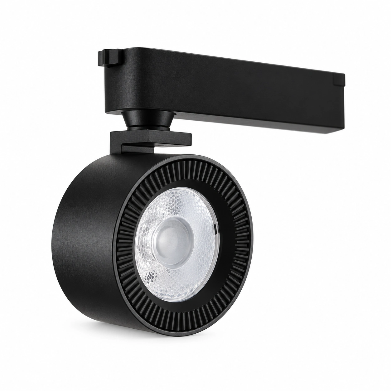 black disc track spotlight central lens white studio