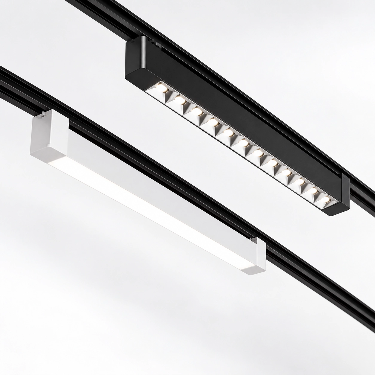 black louver white diffuser track comparison