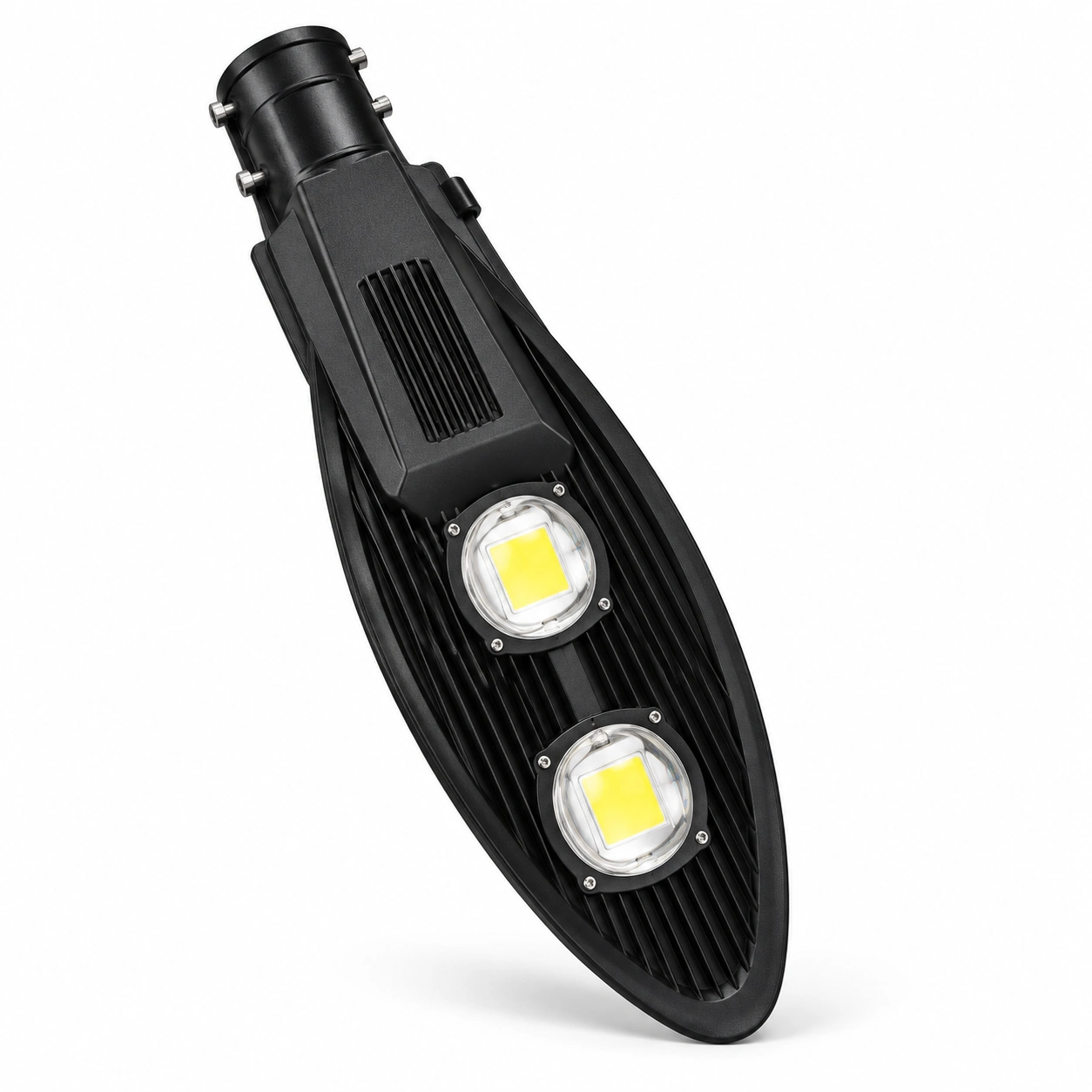 black two lens oval led street light white studio