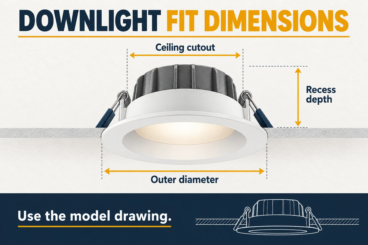 downlight cutout and external size