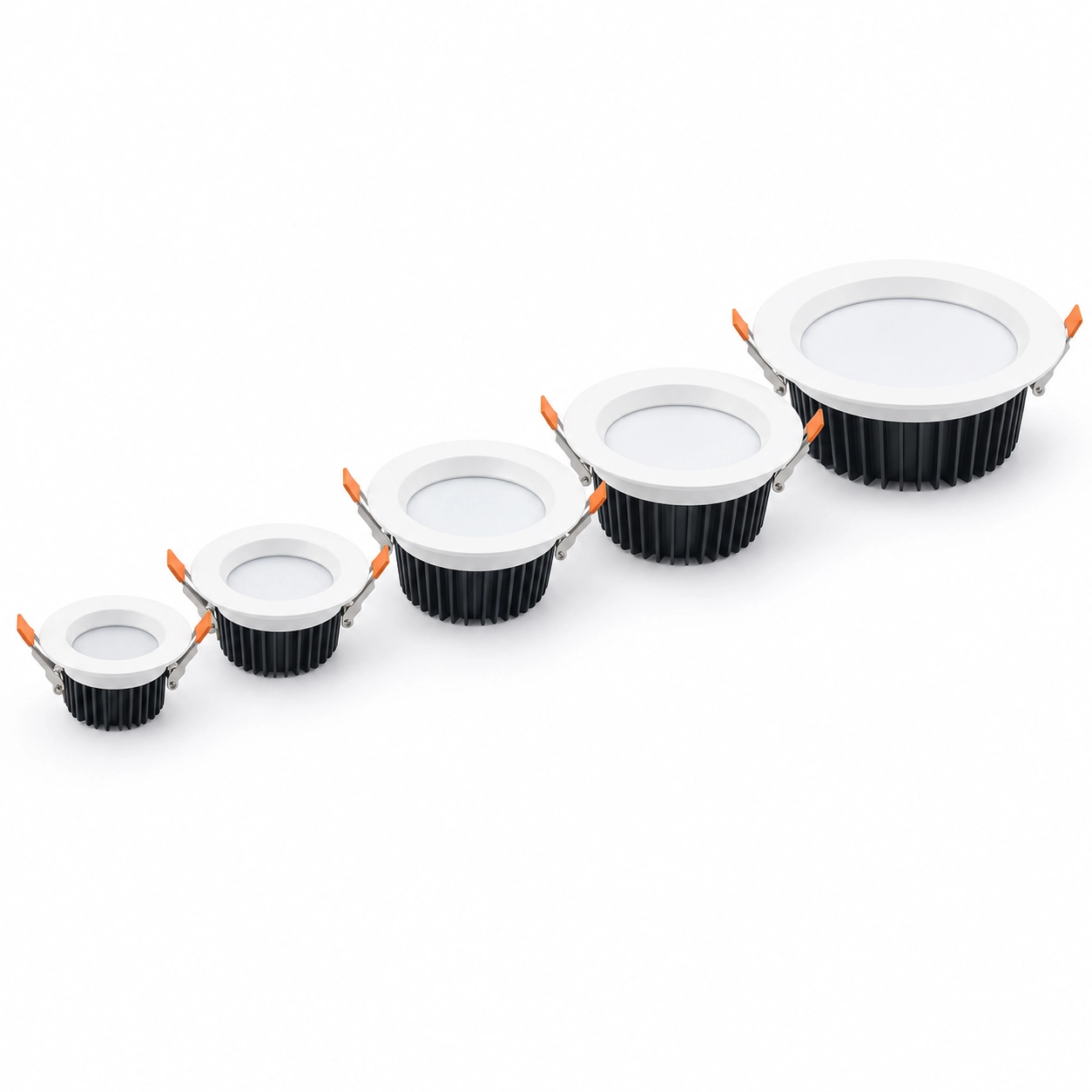 five round diffused downlight sizes white studio