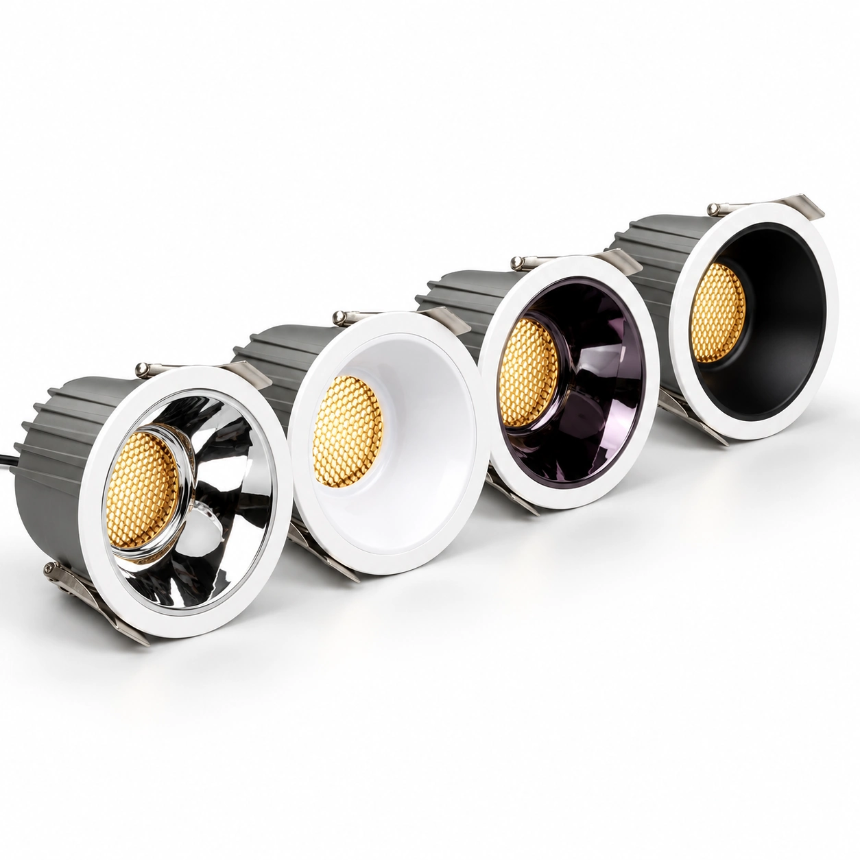 four round downlight reflector finishes white studio