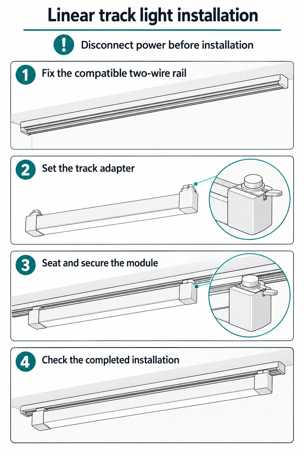 Panduan pemasangan lampu rel LED linear