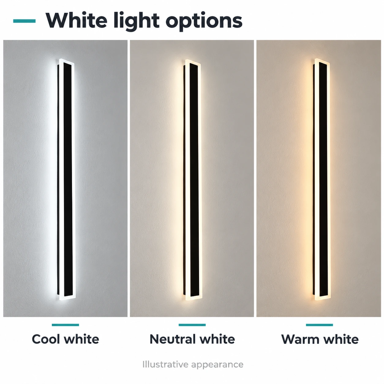 linear wall light white tone comparison