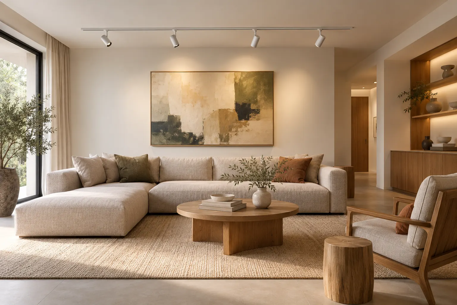neutral living room white led track system