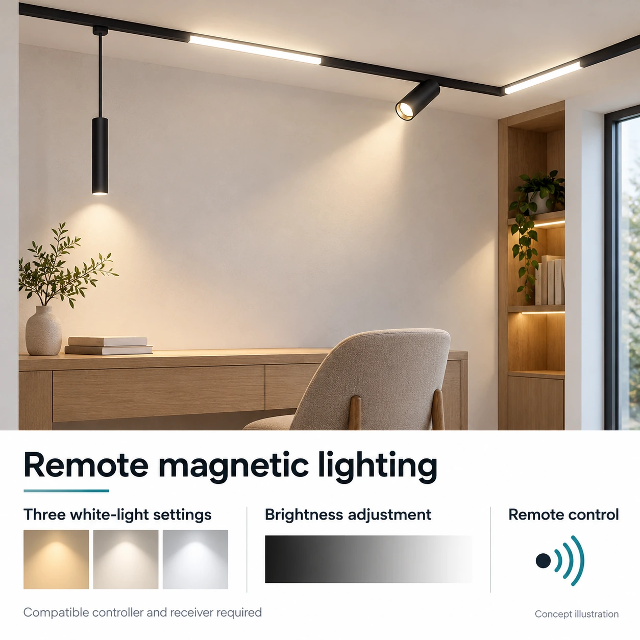 Lampu magnetik 3CCT dengan alat kontrol nirkabel