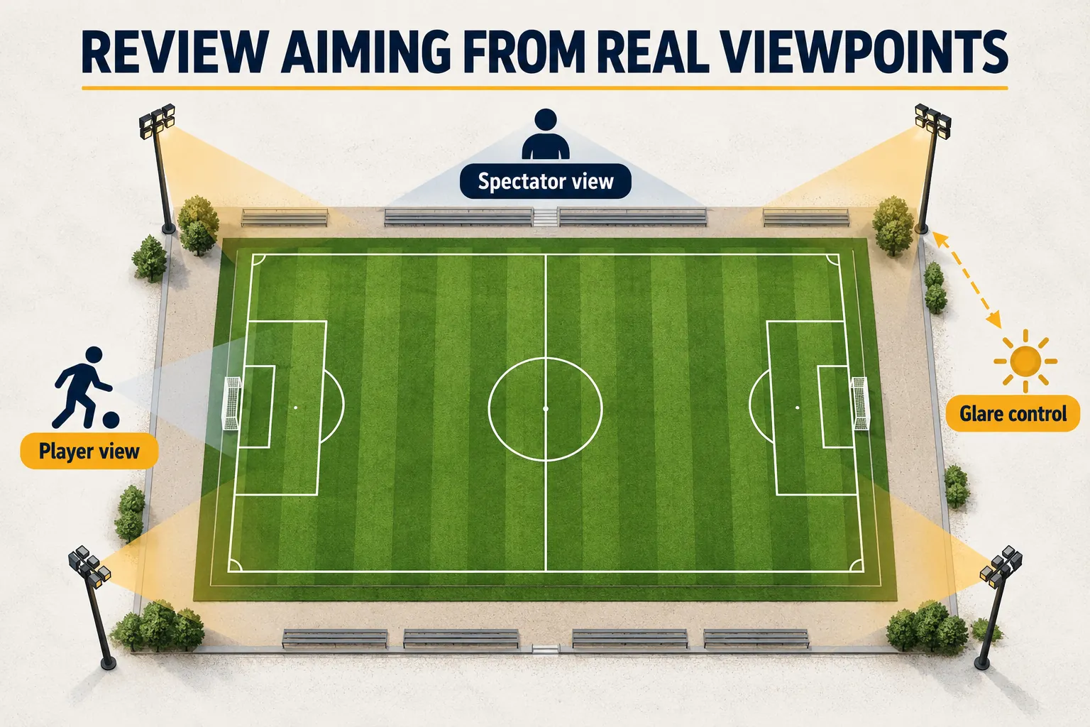 sports lighting glare and player viewpoints