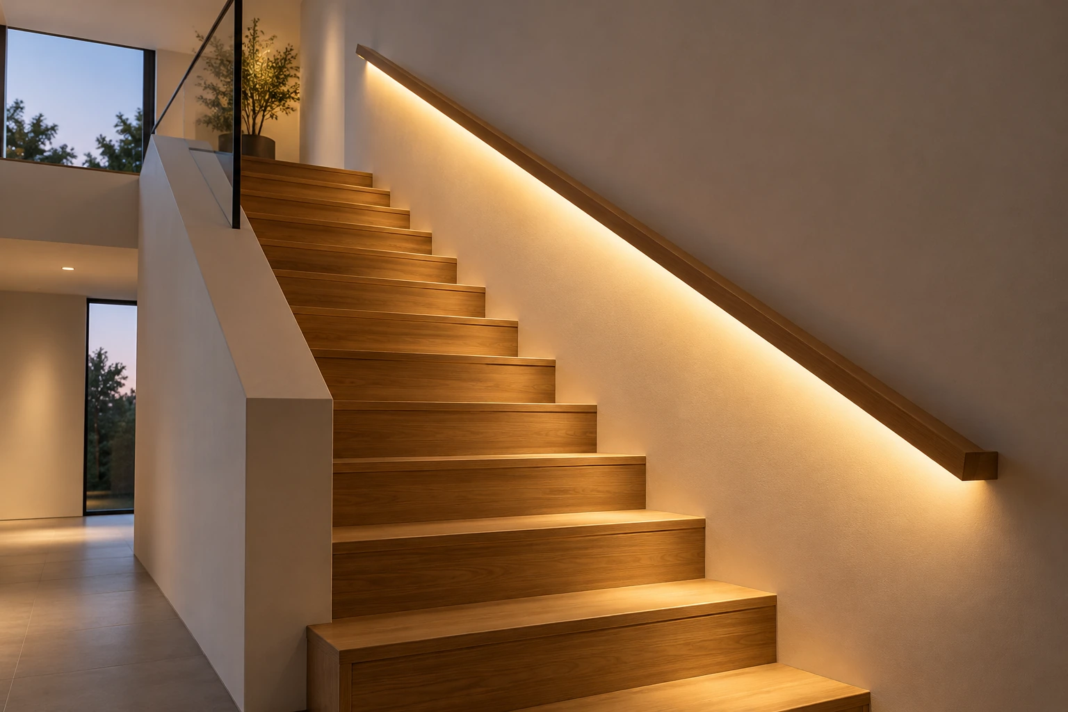 staircase integrated led handrail lighting