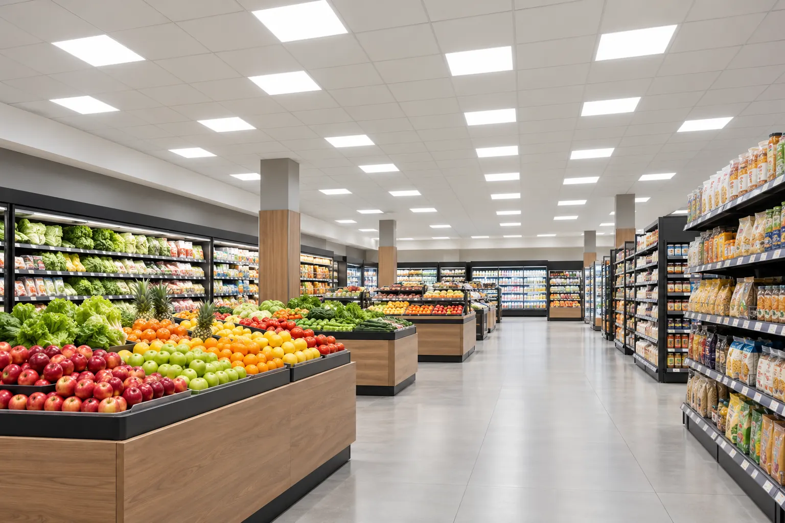 supermarket ceiling grid led panel lighting