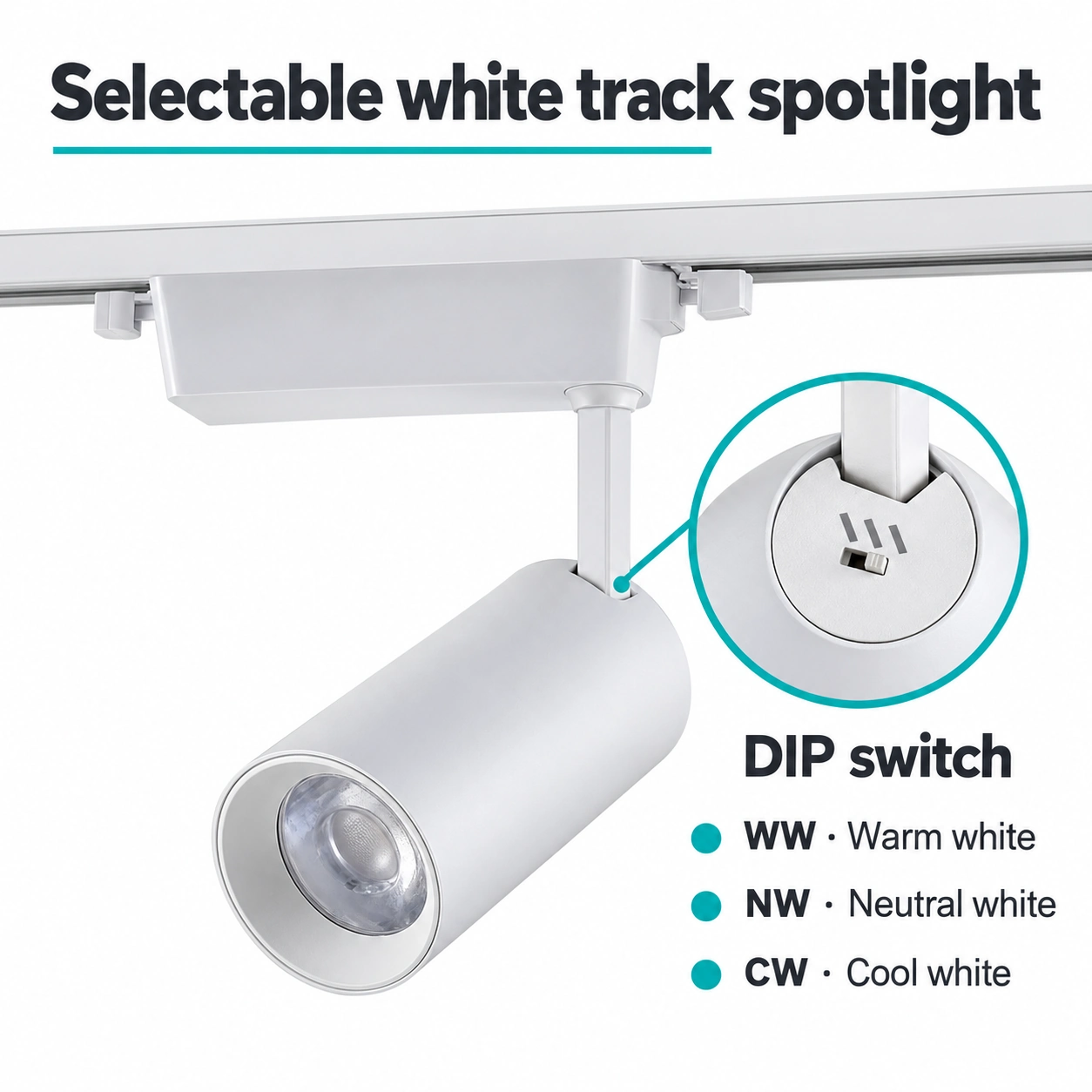 track spotlight dip switch warm neutral cool white
