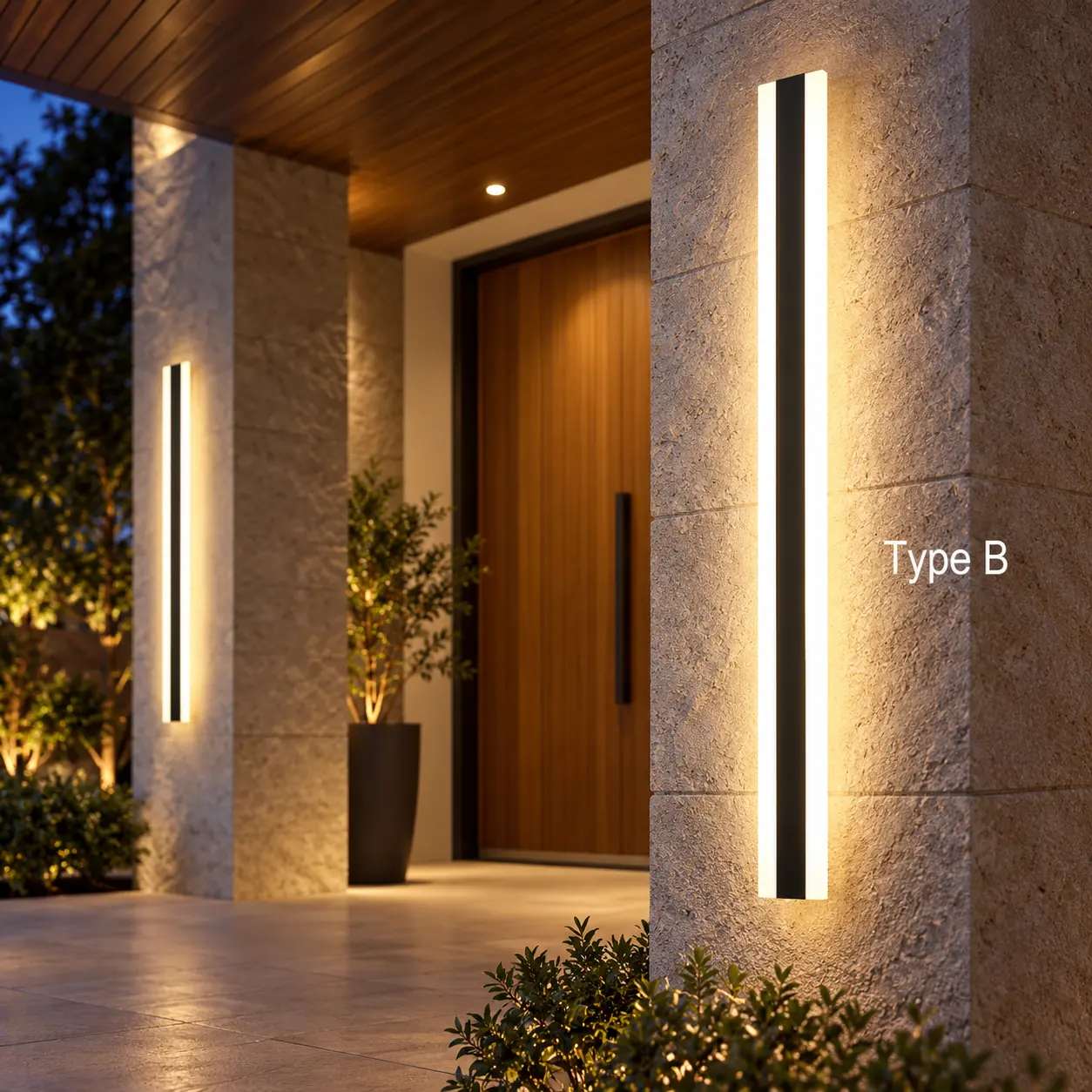 type b double luminous strip vertical wall light courtyard