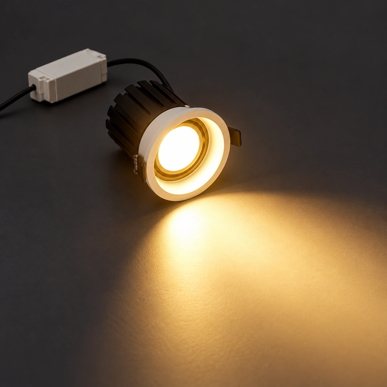 warm downlight driver charcoal lighting detail