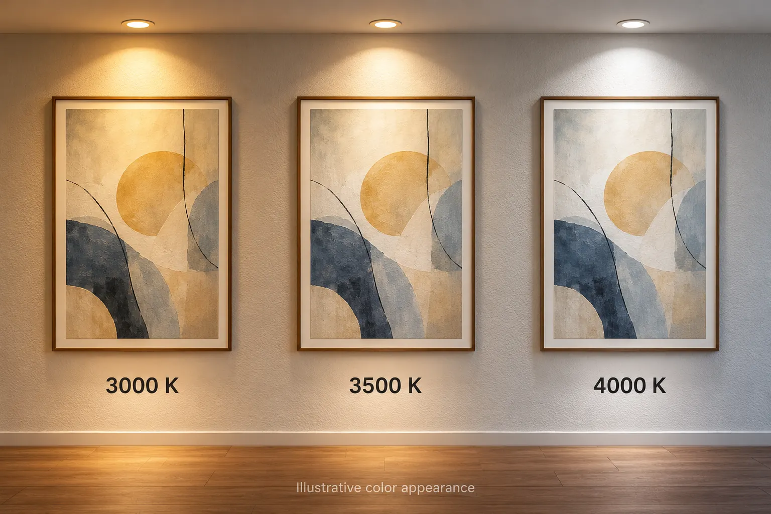 warm white and neutral white art lighting comparison