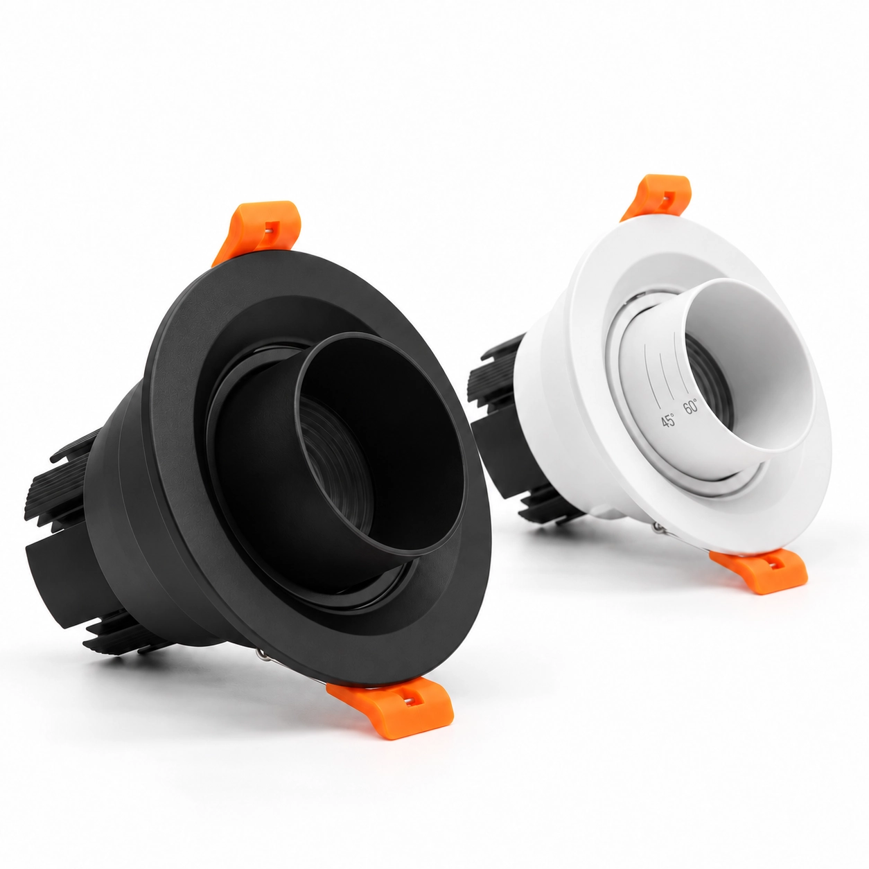 white black adjustable barrel downlights angle scale