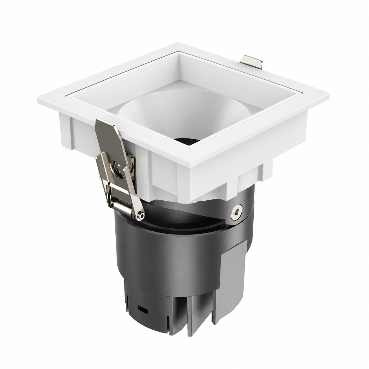white square deep baffle downlight white studio