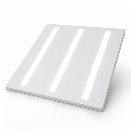 white square panel three continuous light strips