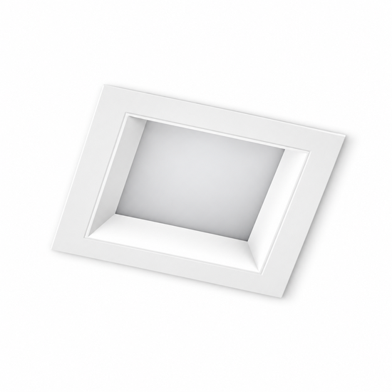 Downlight persegi berbingkai putih dengan berbagai reflektor